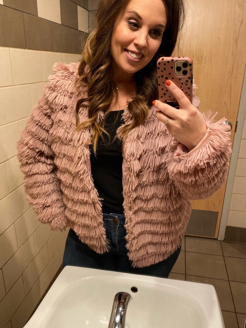 SYSEA Fluffy Pink Open Jacket in Pink - Large